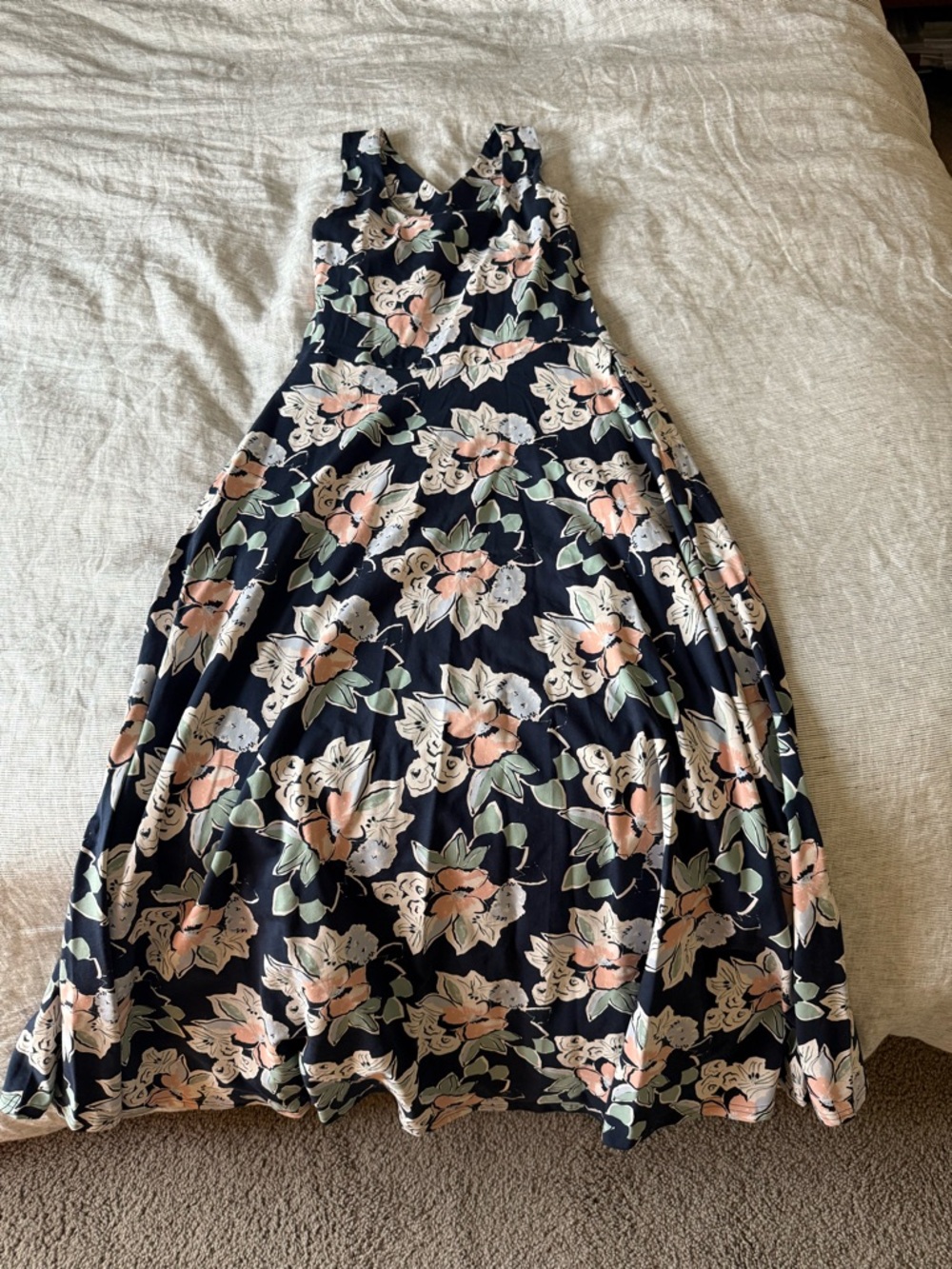 Pact organic Cotton Navy Floral Maxi Dress size medium